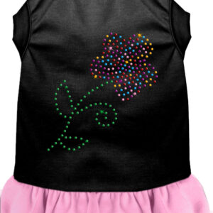 Rhinestone Multi Flower Dress Black with Light Pink Sm