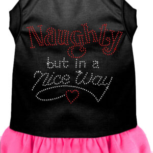 Rhinestone Naughty but in a nice way Dress Black with Bright Pink XL