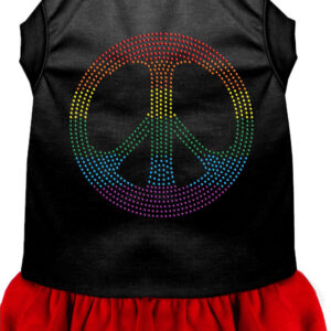 Rhinestone Rainbow Peace Dress Black with Red Med