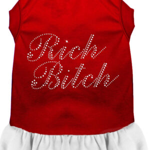 Rhinestone Rich Bitch Dress Red with White XXL