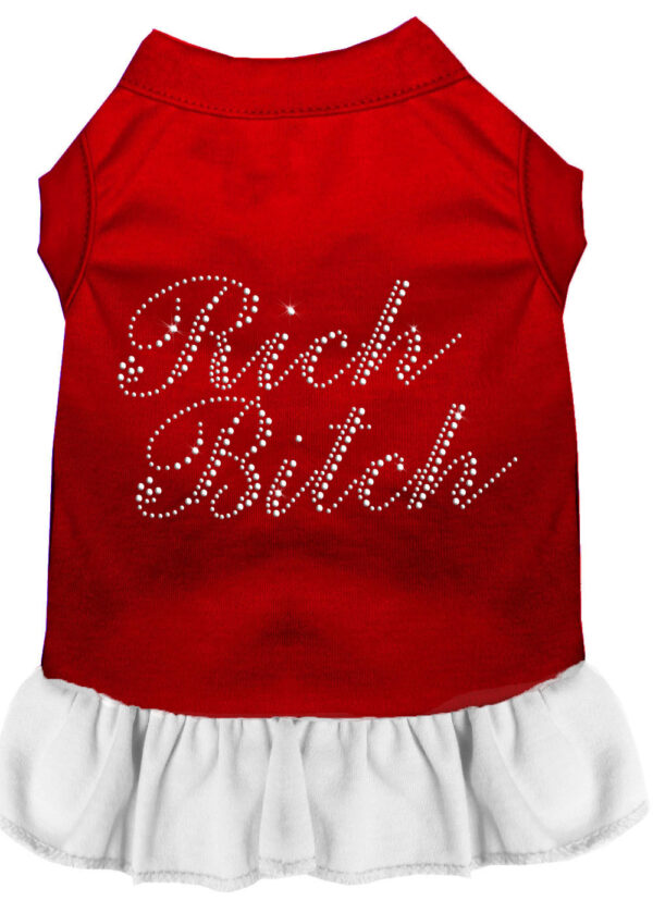 57-20-XXLRDWT.jpg Rhinestone Rich Bitch Dress Red with White XXL