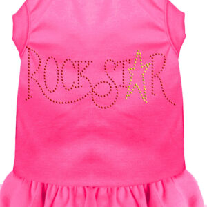 Rhinestone RockStar Dress Bright Pink XS