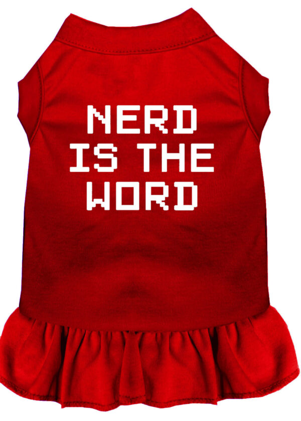 Nerd is the Word Screen Print Dress Red Lg