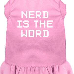 Nerd is the Word Screen Print Dress Light Pink Med