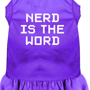 Nerd is the Word Screen Print Dress Purple Med