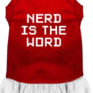 Nerd is the Word Screen Print Dress Red with White Med