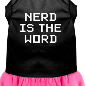 Nerd is the Word Screen Print Dress Black with Bright Pink XXXL
