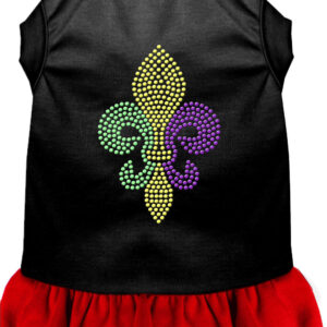 Mardi Gras Fleur De Lis Rhinestone Dress Black with Red XXL