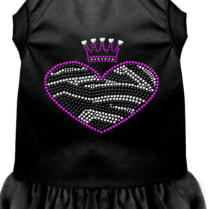 Zebra Heart Rhinestone Dress Black Lg