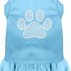 Chevron Paw Screen Print Dress Baby Blue 4X (22)