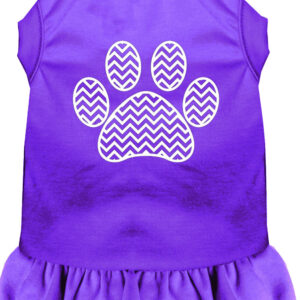 Chevron Paw Screen Print Dress Purple 4X (22)