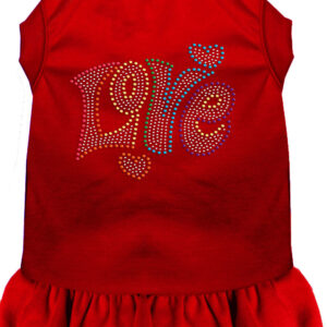 Technicolor Love Rhinestone Pet Dress Red XL