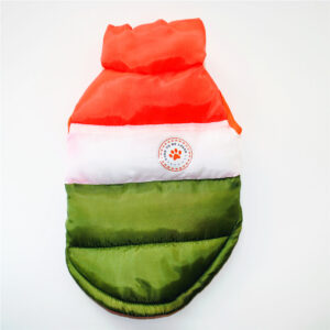 Color: Green red, Size: S - Winter dog color matching padded jacket
