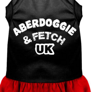 Aberdoggie UK Screen Print Dog Dress Black with Red XL