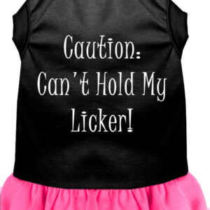 Can't Hold My Licker Screen Print Dress Black with Bright Pink Sm