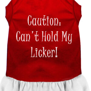 Can't Hold My Licker Screen Print Dress Red with White XL
