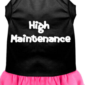 High Maintenance Screen Print Dress Black with Bright Pink XL