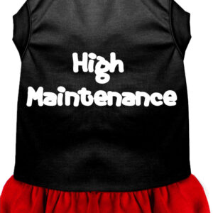 High Maintenance Screen Print Dog Dress Black with Red XS