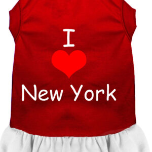 I Heart New York Screen Print Dress Red with White Med