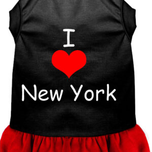 I Heart New York Screen Print Dress Black with Red XS