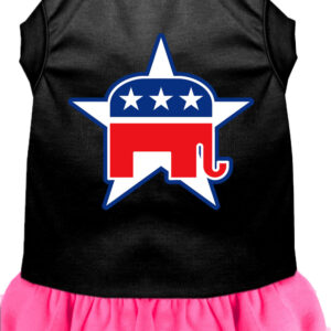 Republican Screen Print Dress Black with Bright Pink XS