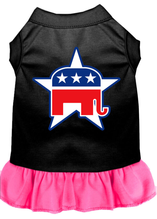 Republican Screen Print Dress Black with Bright Pink XS