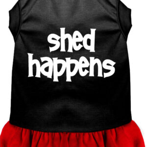 Shed Happens Screen Print Dress Black with Red Med