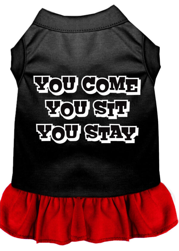 58-18-XLBKRD.jpg You Come, You Sit, You Stay Screen Print Dress Black with Red XL
