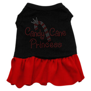 Candy Cane Princess Rhinestone Dress Black with Red Med