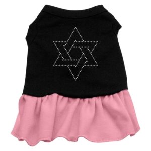 Star of David Rhinestone Dress Black with Pink XXL