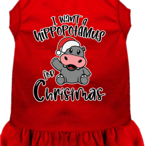 Hippo for Christmas Screen Print Dog Dress Red Size XXL
