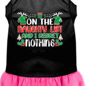 I Regret Nothing Screen Print Dog Dress Black with Bright Pink Size XS