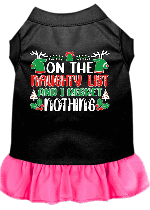 I Regret Nothing Screen Print Dog Dress Black with Bright Pink Size XS