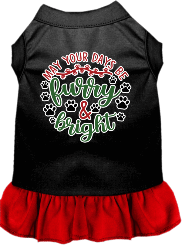 Furry and Bright Screen Print Dog Dress Black with Red Size MD