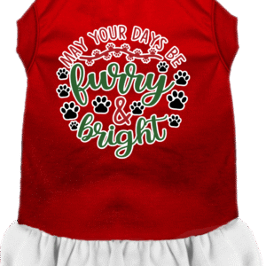 Furry and Bright Screen Print Dog Dress Red with White Size XXXL