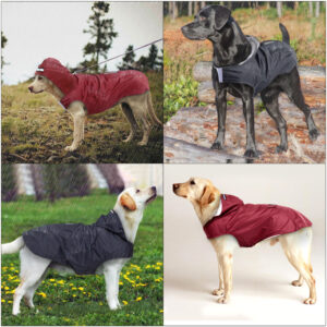 Color: black, Size: L - Pet Reflective Big Dog Rainwear Dog Rainwear Super Waterproof Cap All-in-One Dog Clothes