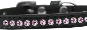 Light Pink Crystal Size 8 Black Puppy Collar