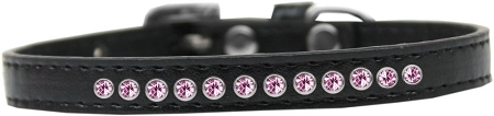 611-06-BK-8.jpg Light Pink Crystal Size 8 Black Puppy Collar
