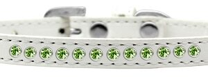 Lime Green Crystal Size 10 White Puppy Collar