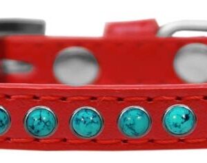 Southwest Turquoise Pearl Size 12 Red Puppy Collar