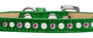 Pearl and Pink Crystal Size 12 Emerald Green Puppy Ice Cream Collar