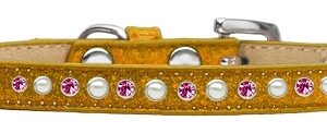 Pearl and Pink Crystal Size 16 Gold Puppy Ice Cream Collar
