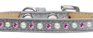Pearl and Pink Crystal Size 8 Silver Puppy Ice Cream Collar