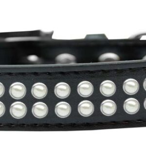 Two Row Pearl Size 20 Black Dog Collar
