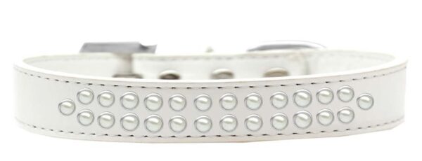 613-03-WT-18.jpg Two Row Pearl Size 18 White Dog Collar