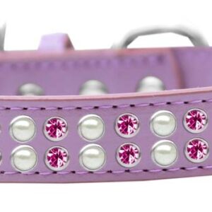 Two Row Pearl and Pink Crystal Size 12 Lavender Dog Collar