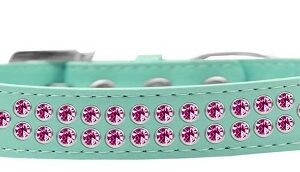 Two Row Bright Pink Crystal Size 14 Aqua Dog Collar