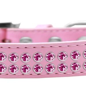 Two Row Bright Pink Crystal Size 16 Light Pink Dog Collar