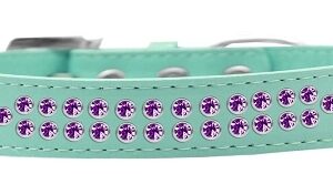 Two Row Purple Crystal Size 18 Aqua Dog Collar