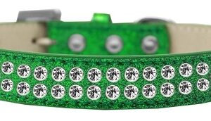 Two Row Clear Crystal Size 20 Emerald Green Ice Cream Dog Collar